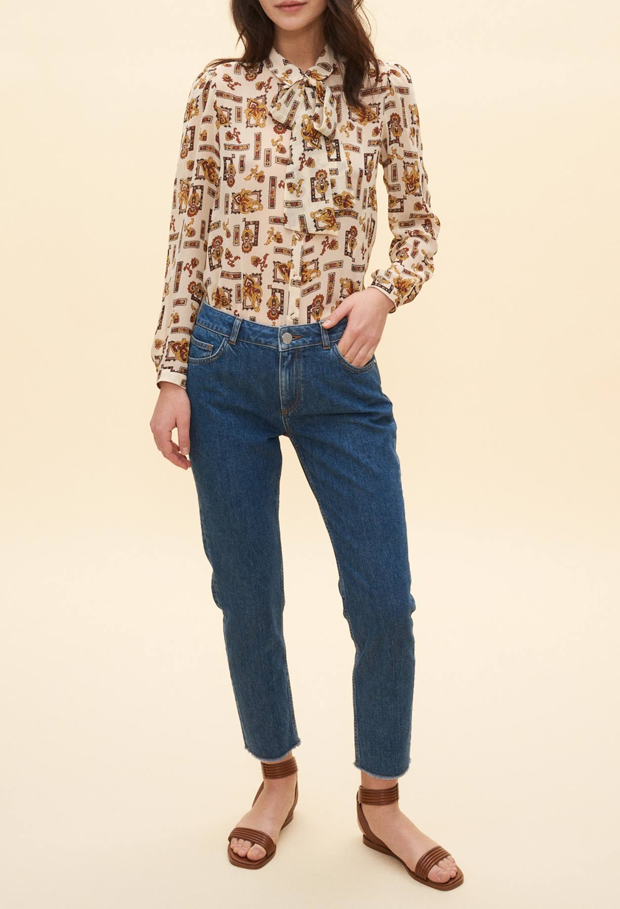 Blouse lavallière à motifs Faume - seconde main