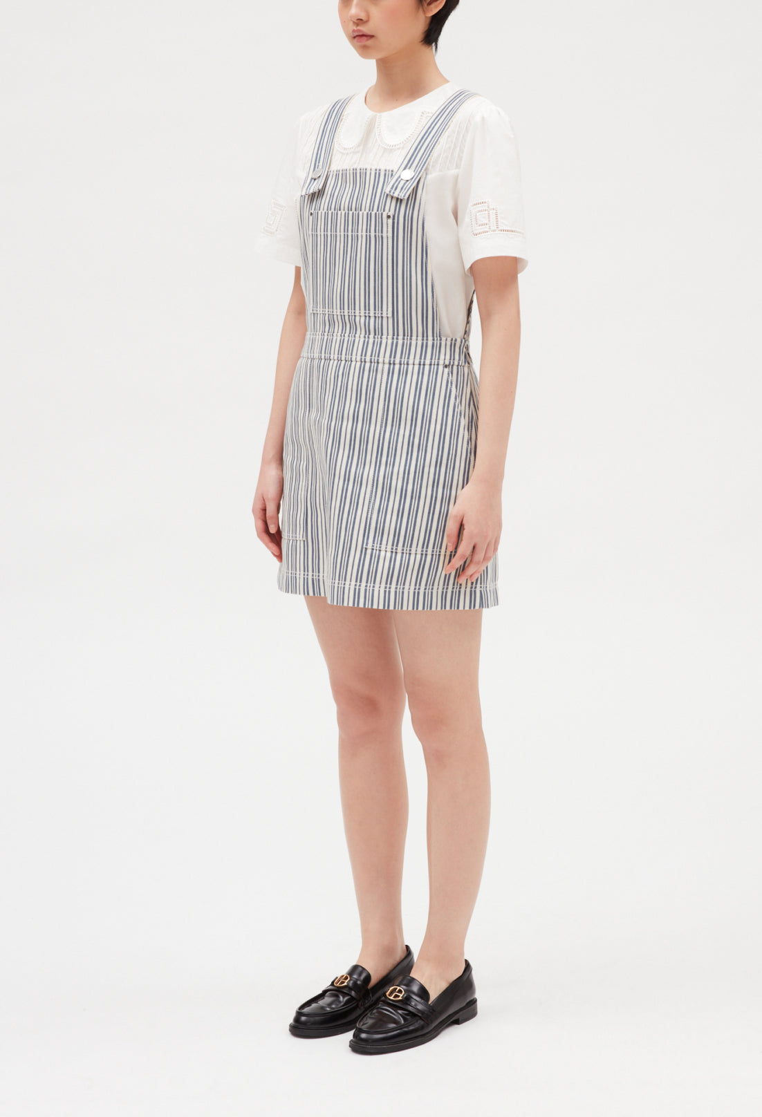 Robe salopette courte denom à rayures Faume - seconde main