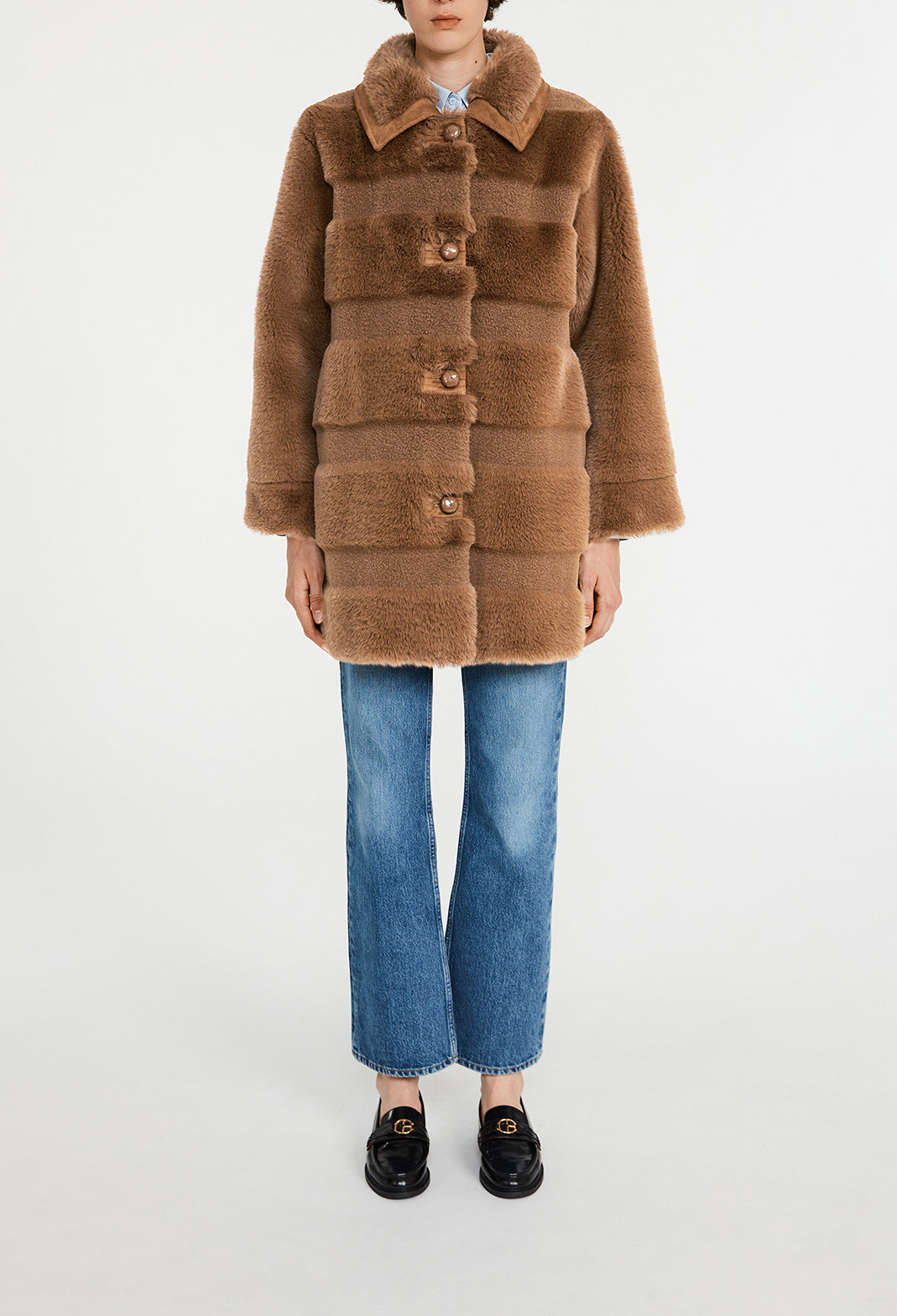 Manteau marron fausse fourrure Faume - seconde main