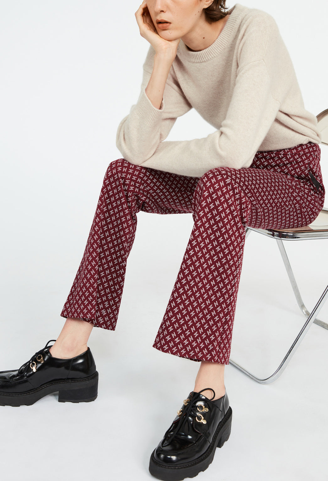 Pantalon bicolor taill haut imprimé Faume - seconde main