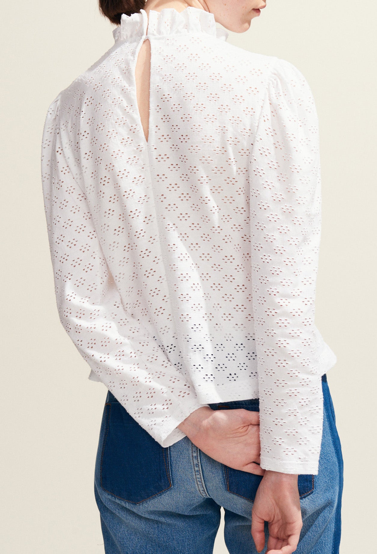 T-shirt en broderie anglaise Faume - seconde main