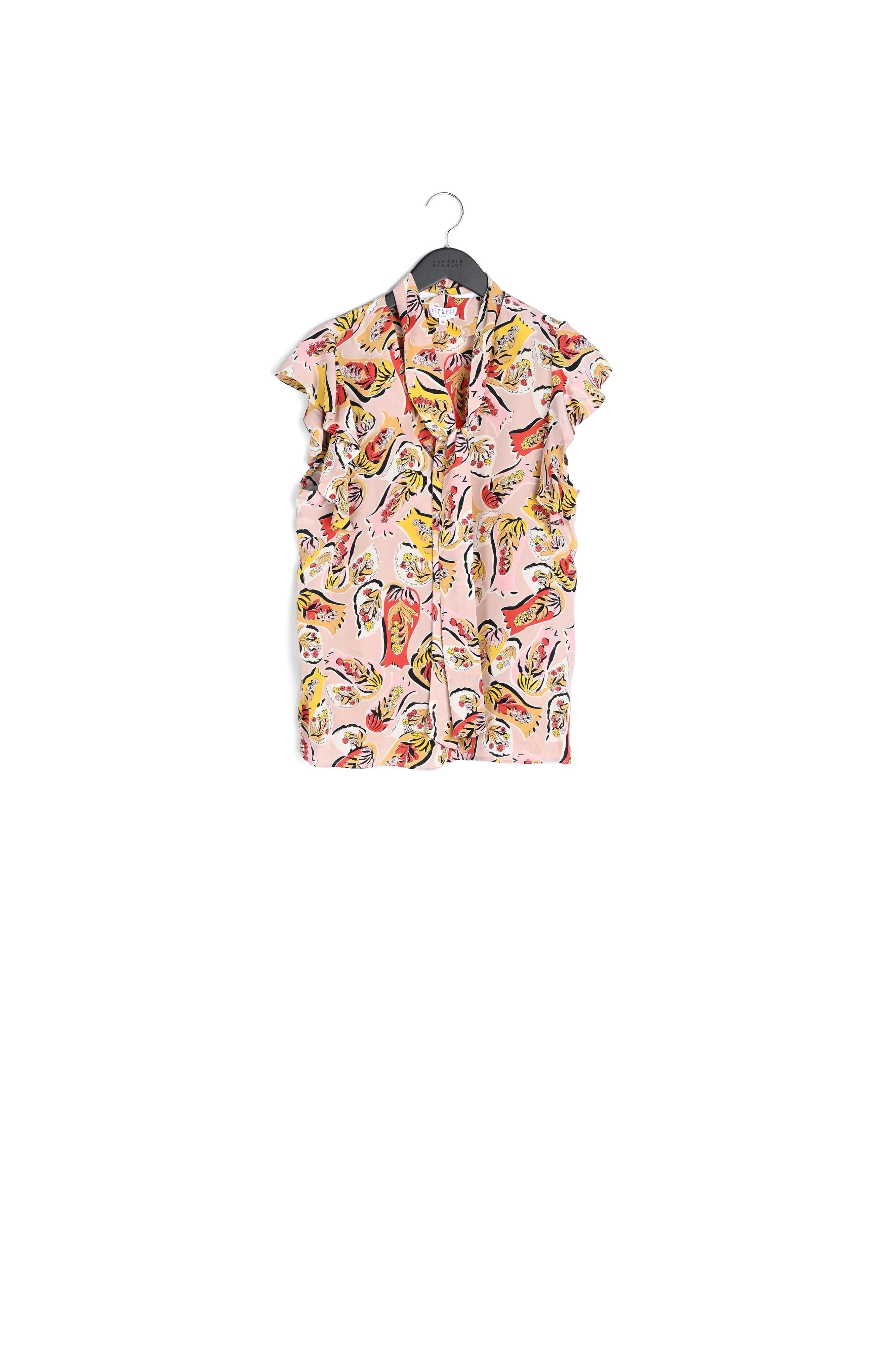 Top col V imprimé foulard à volants Faume - seconde main