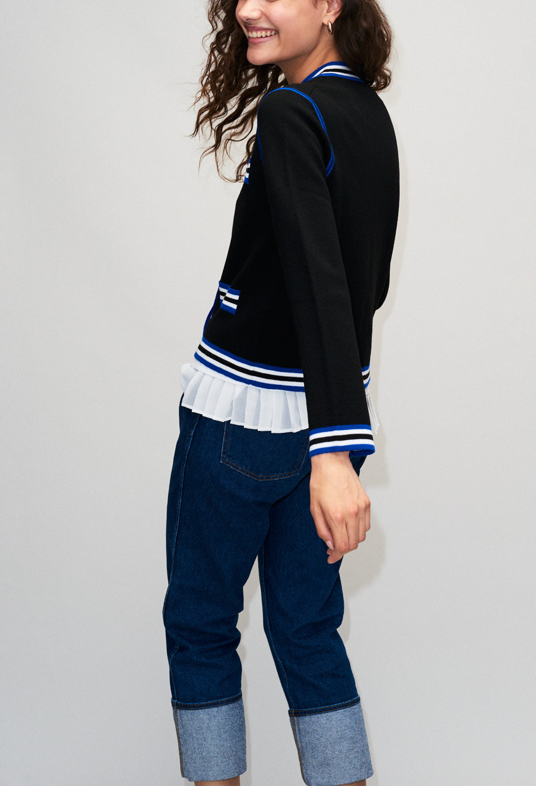 Cardigan bleu contrasté Faume - seconde main