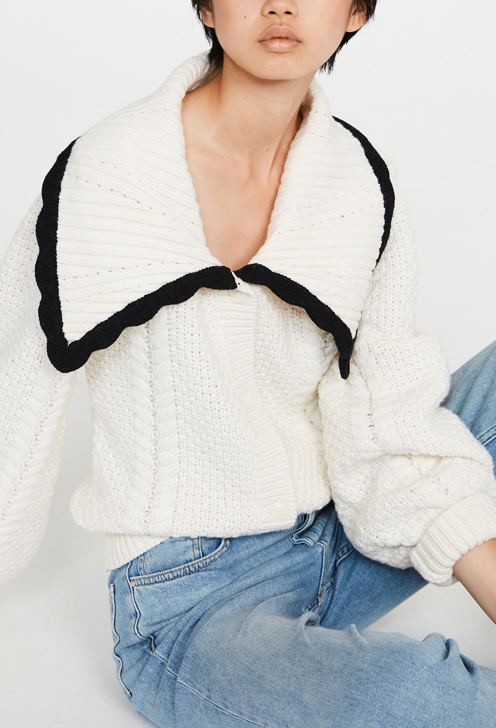 Cardigan bicolore col contrasté Faume - seconde main