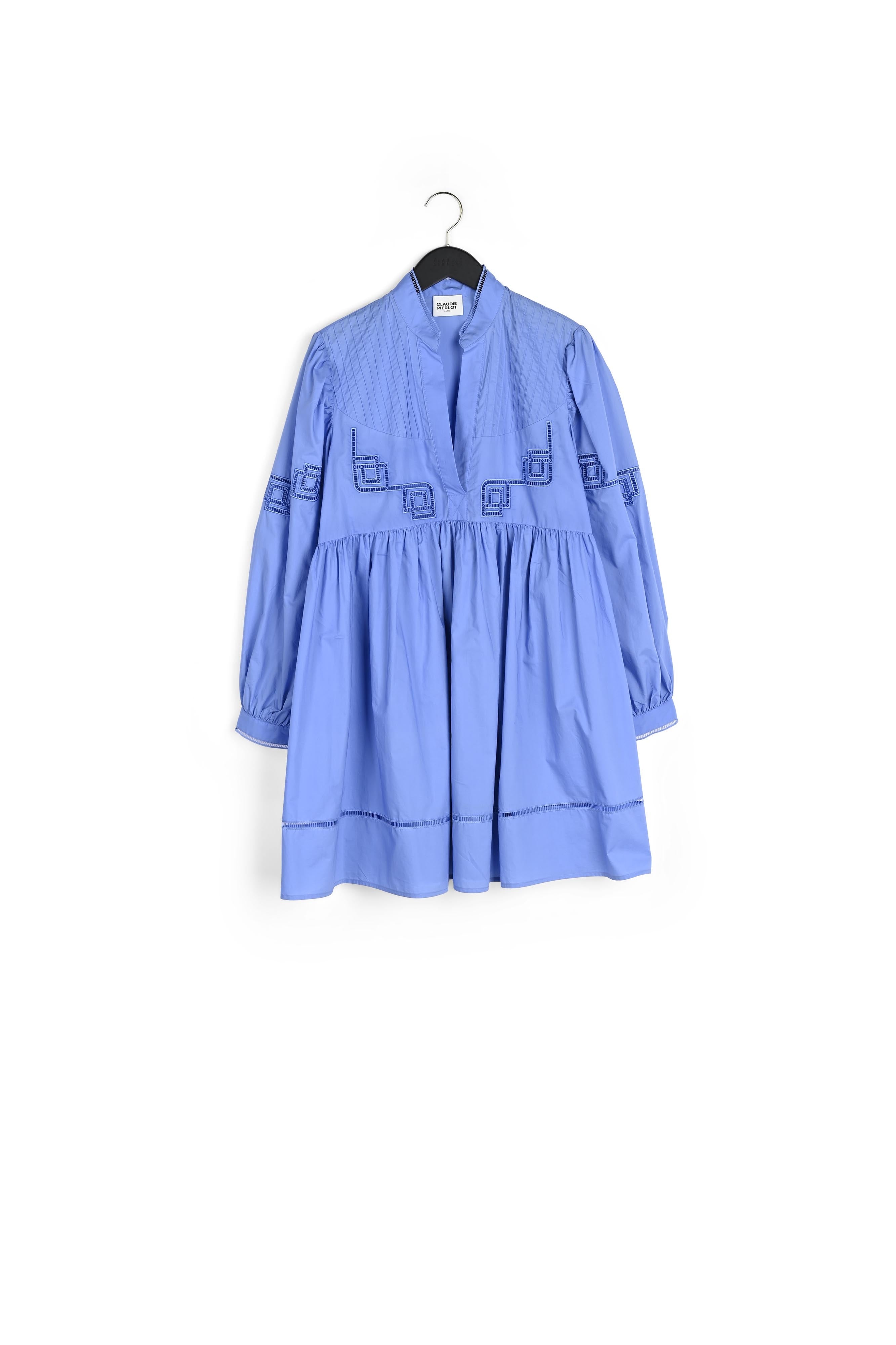 Robe courte coton brodé bleu Faume - seconde main