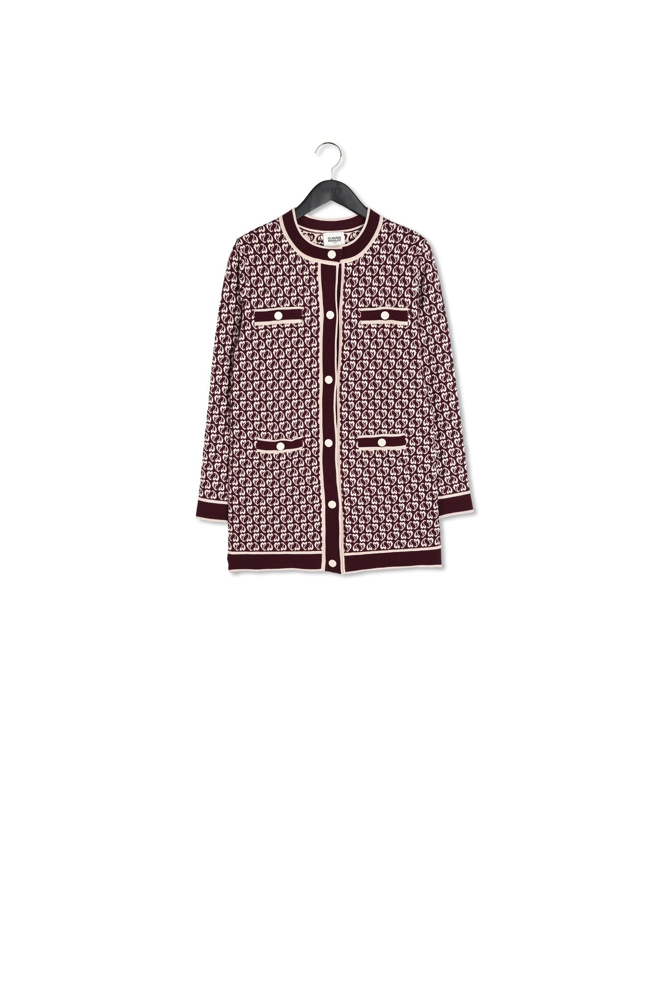 Cardigan bicolore maille à motif cœur Faume - seconde main