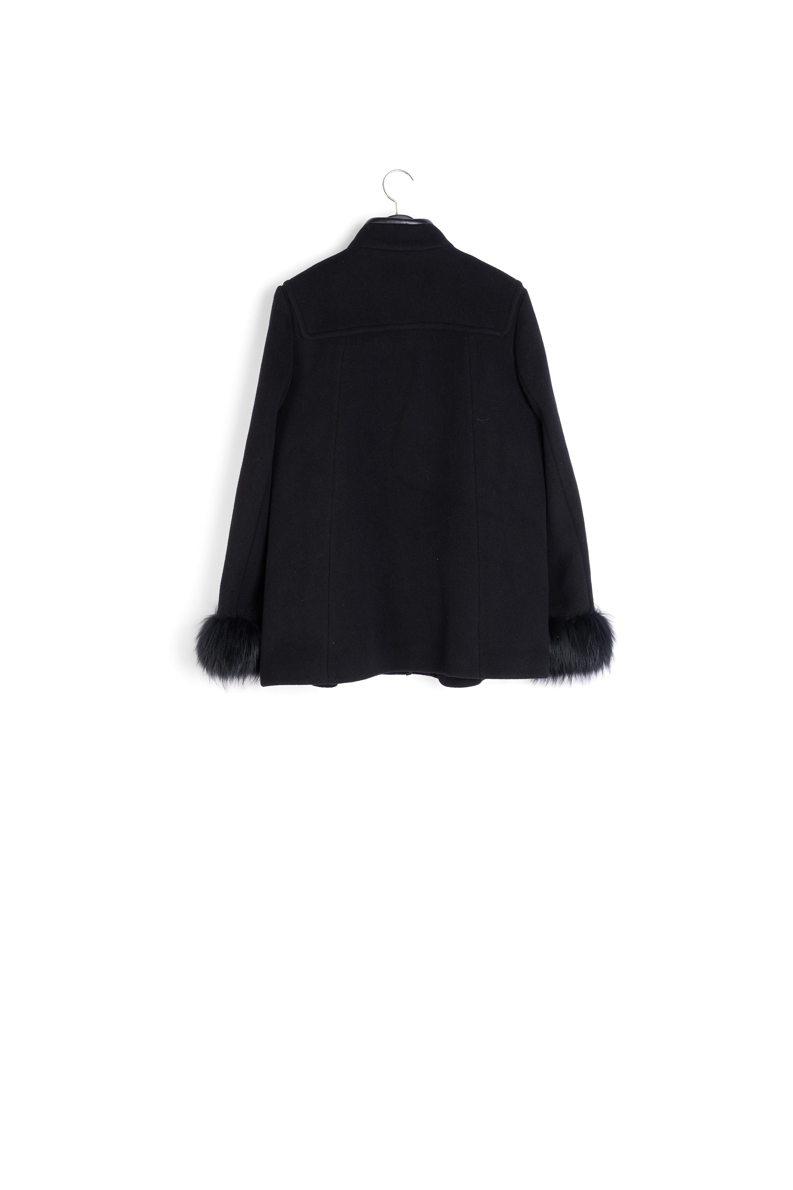 Manteau cape zippé manches fourrure Faume - seconde main