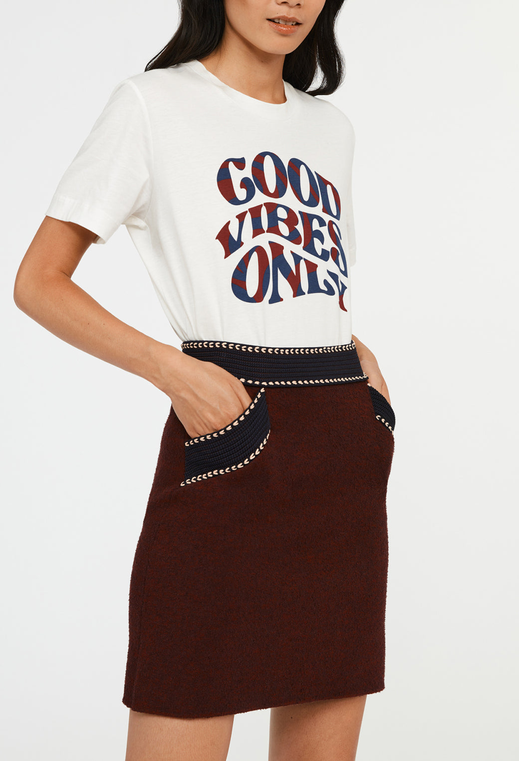 Jupe maille droite contrasté Faume - seconde main