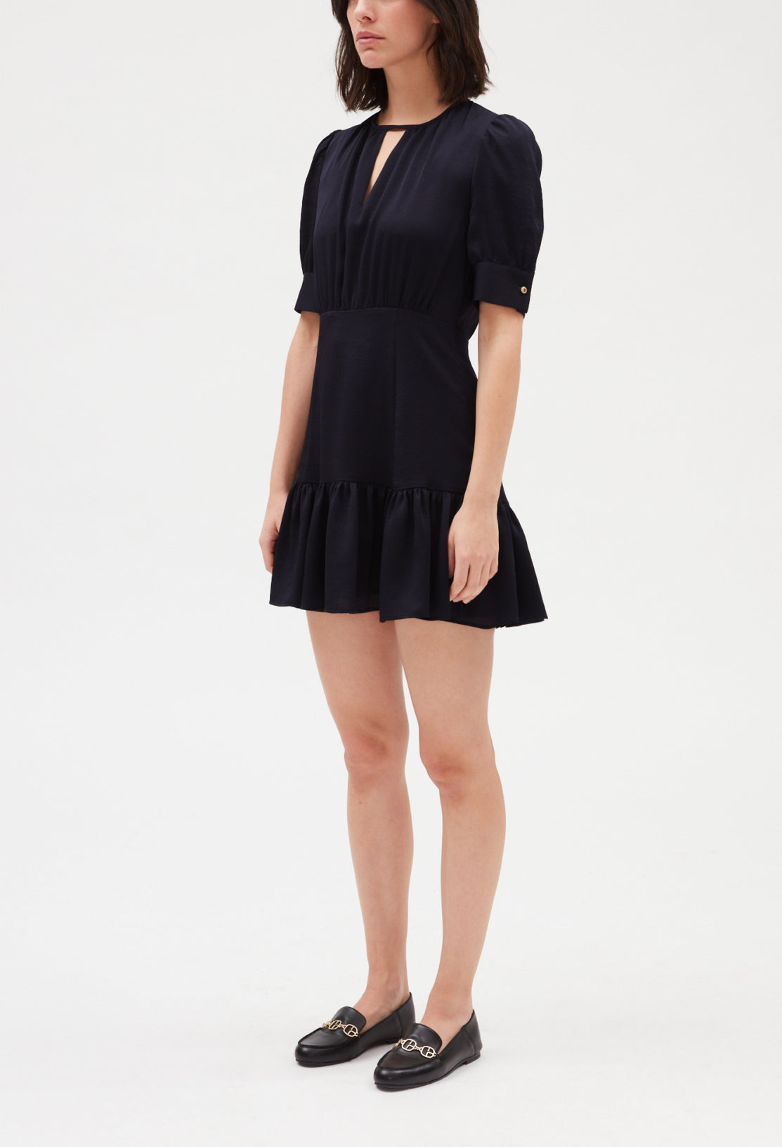 Robe courte volantée marine Faume - seconde main