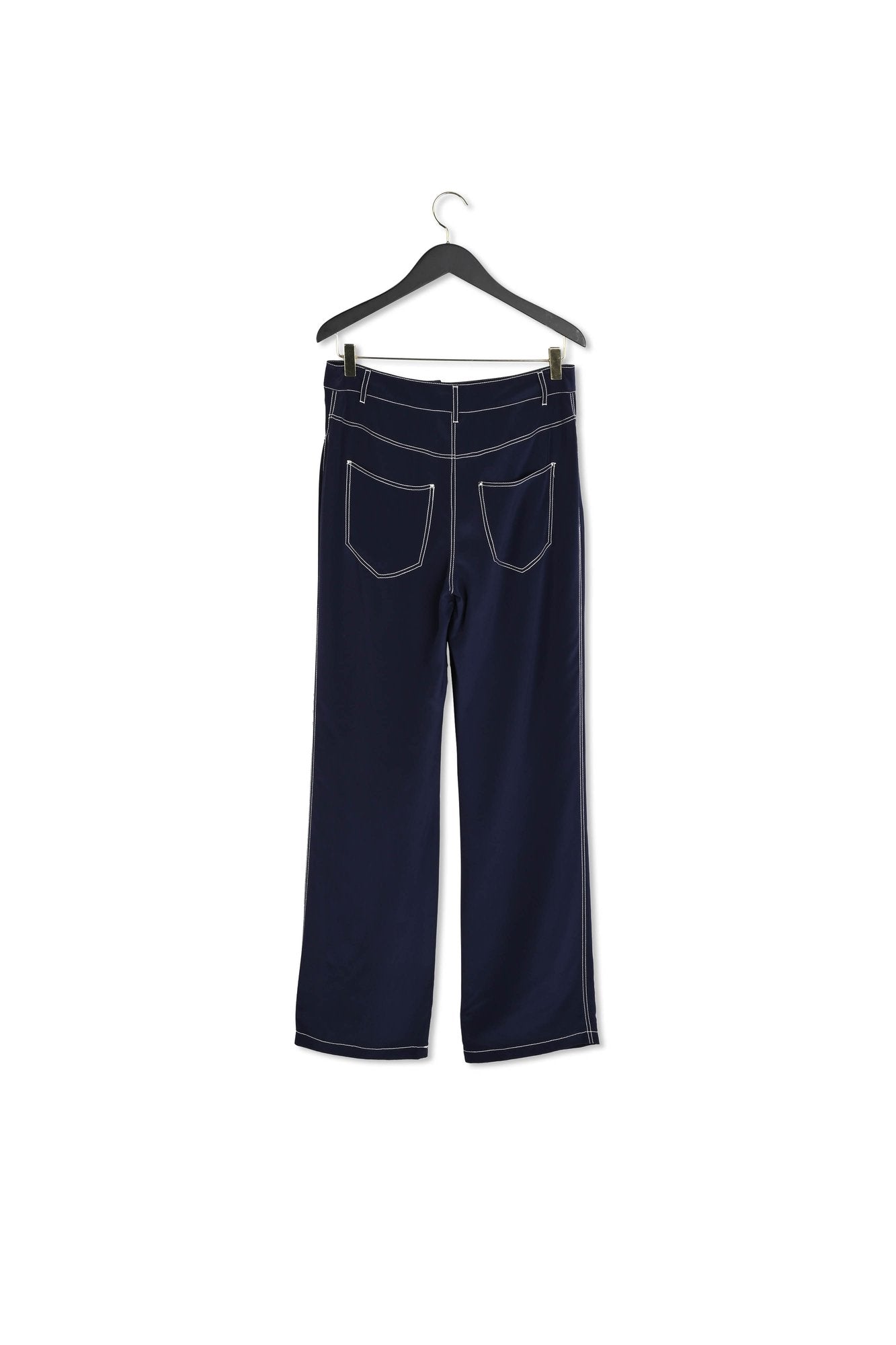 Pantalon droit soie bleue Faume - seconde main