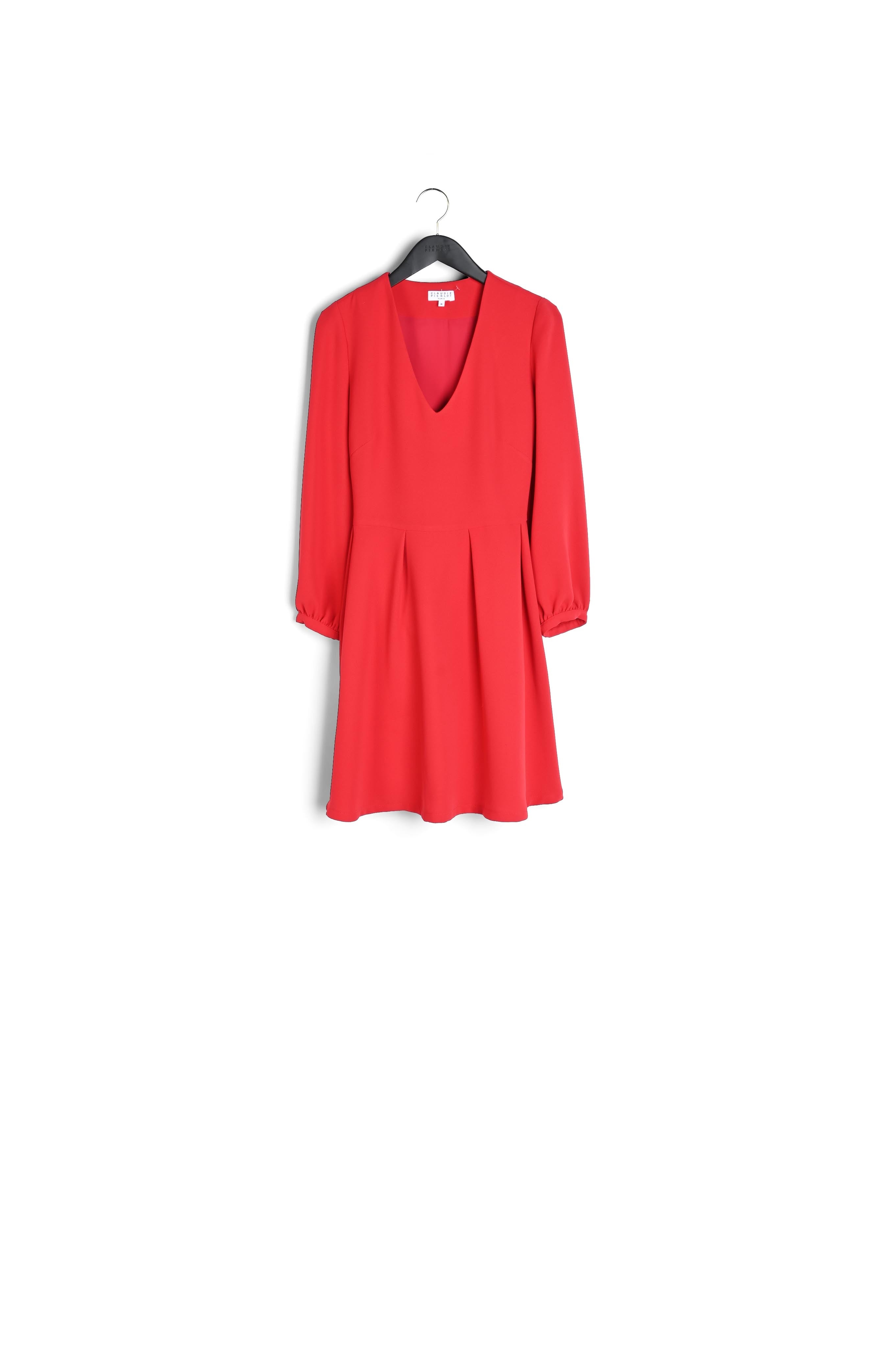 Robe col V fluide cintrée et ceinturée Faume - seconde main