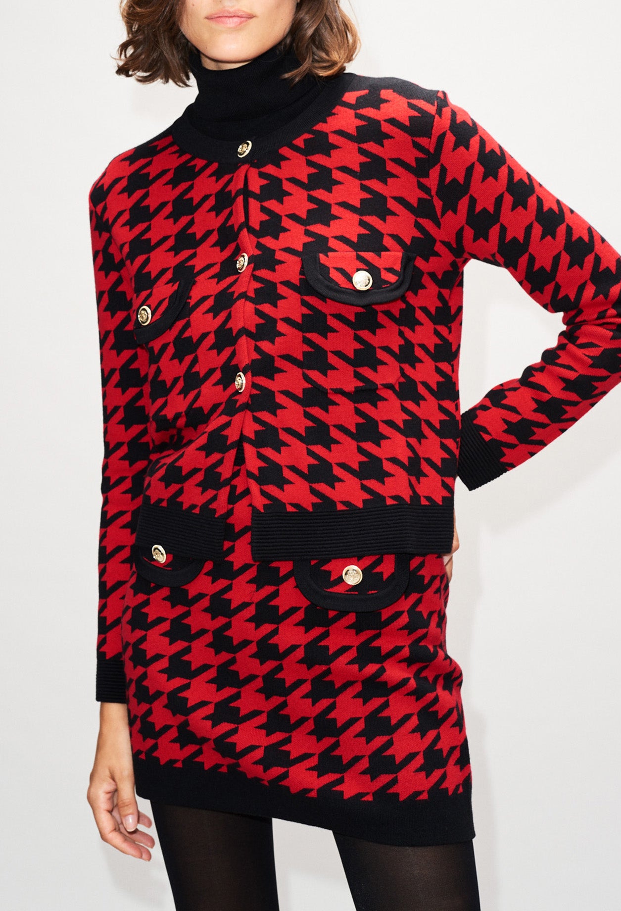 Cardigan bicolore pied de coq Faume - seconde main