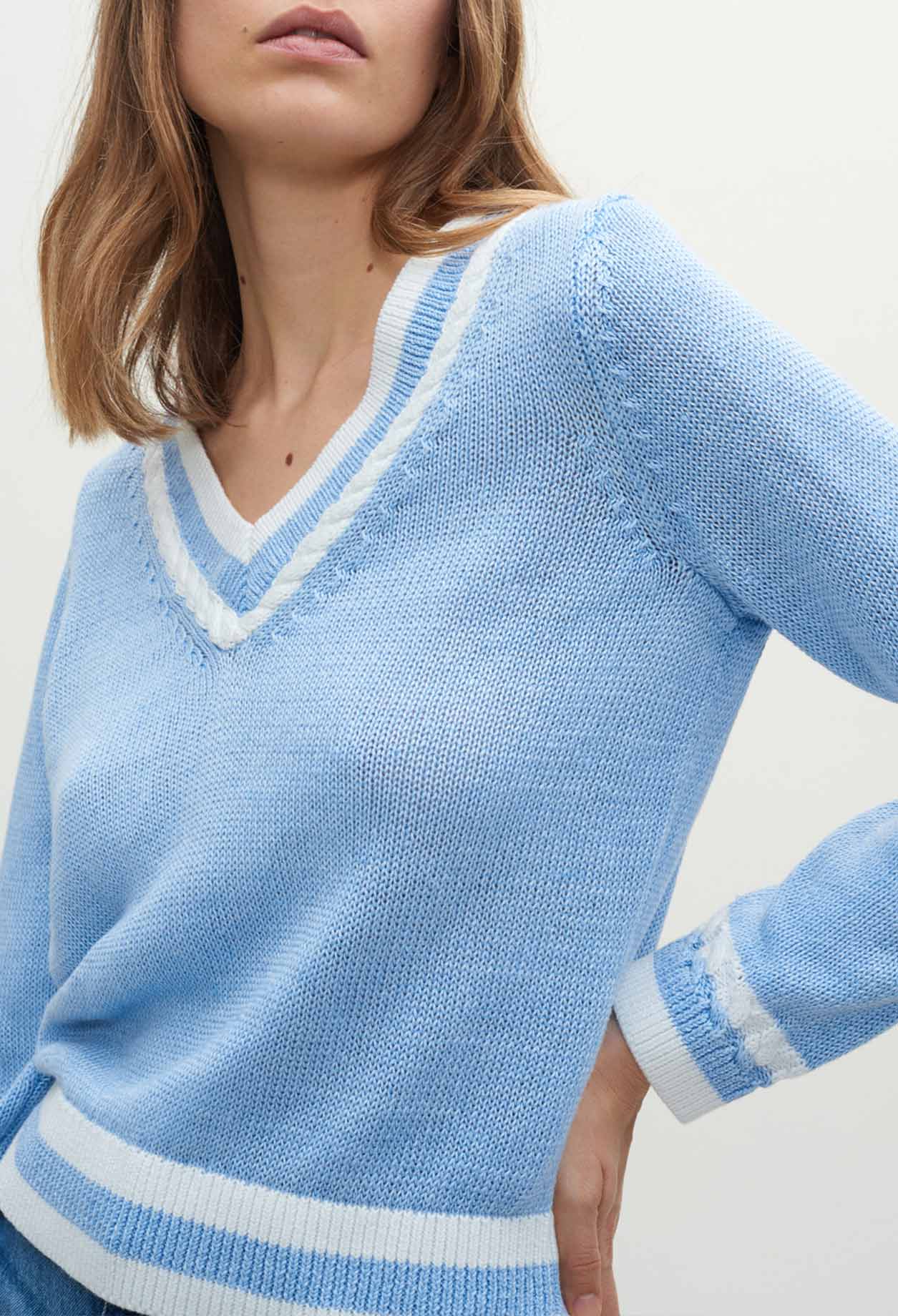 Pull en lin bleu ciel Faume - seconde main