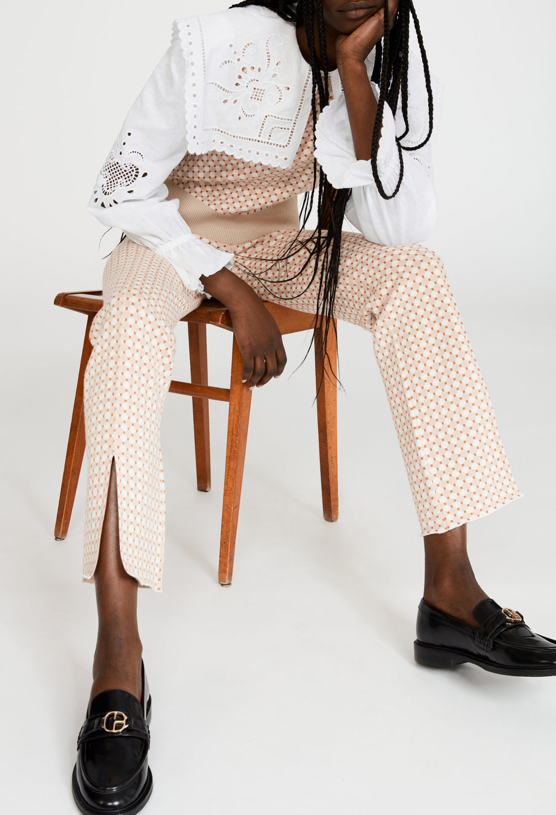 Pantalon maille à motifs graphiques Faume - seconde main