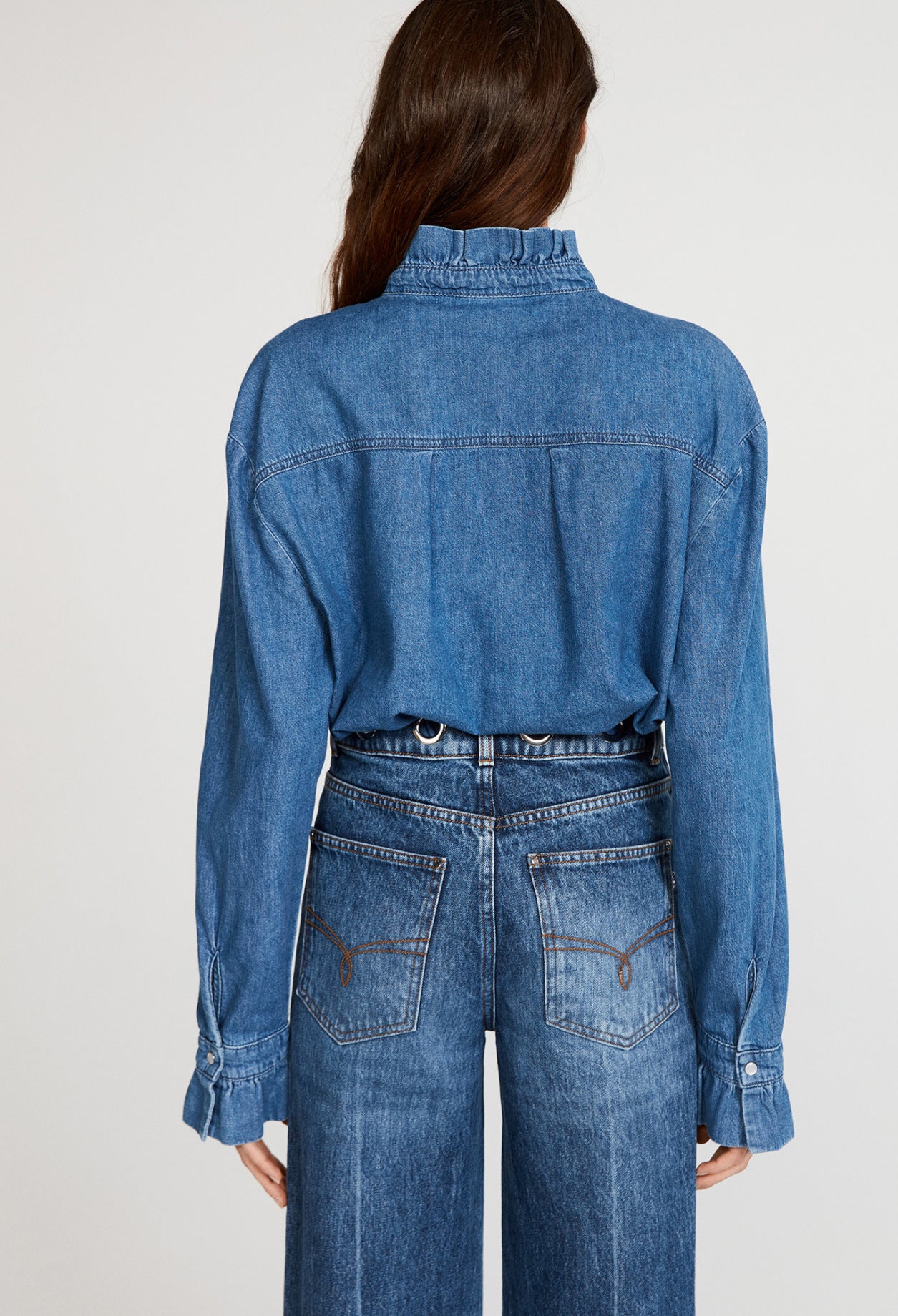 Chemise à col froncé en coton biologique Faume - seconde main