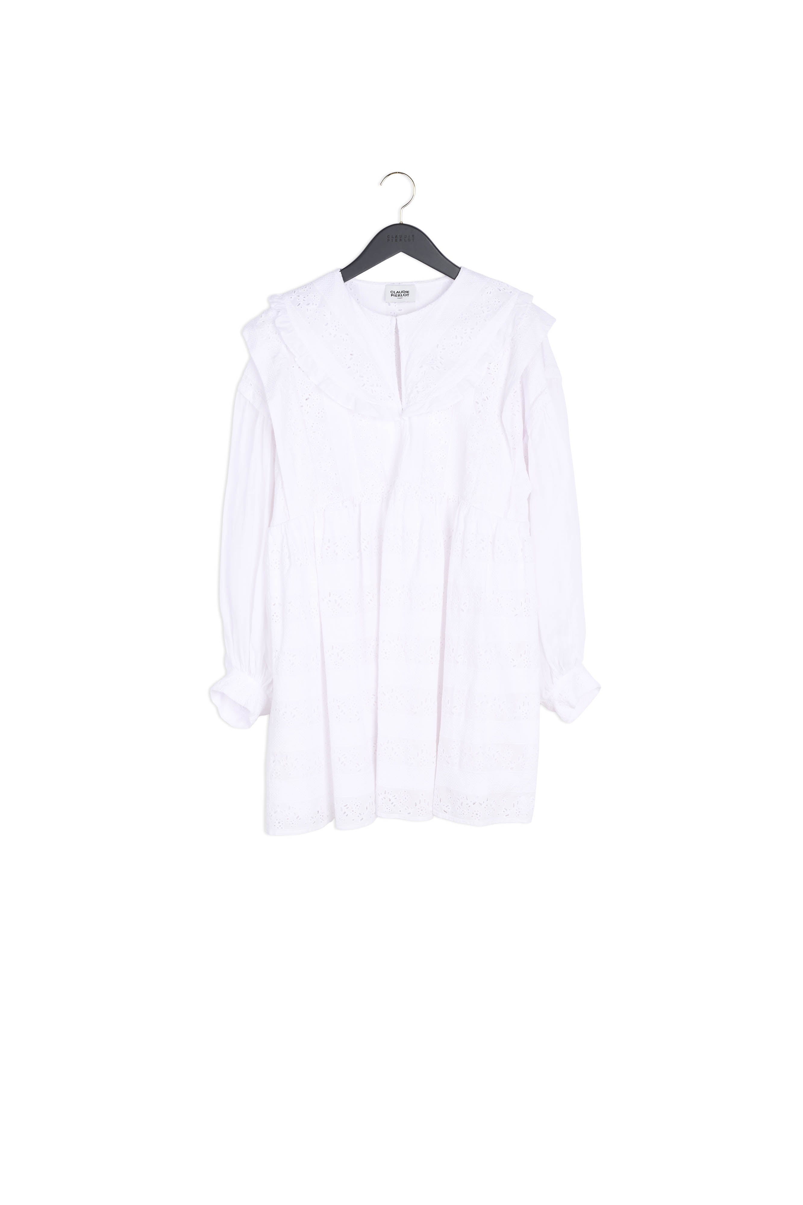 Robe courte babydoll brodée blanc Faume - seconde main