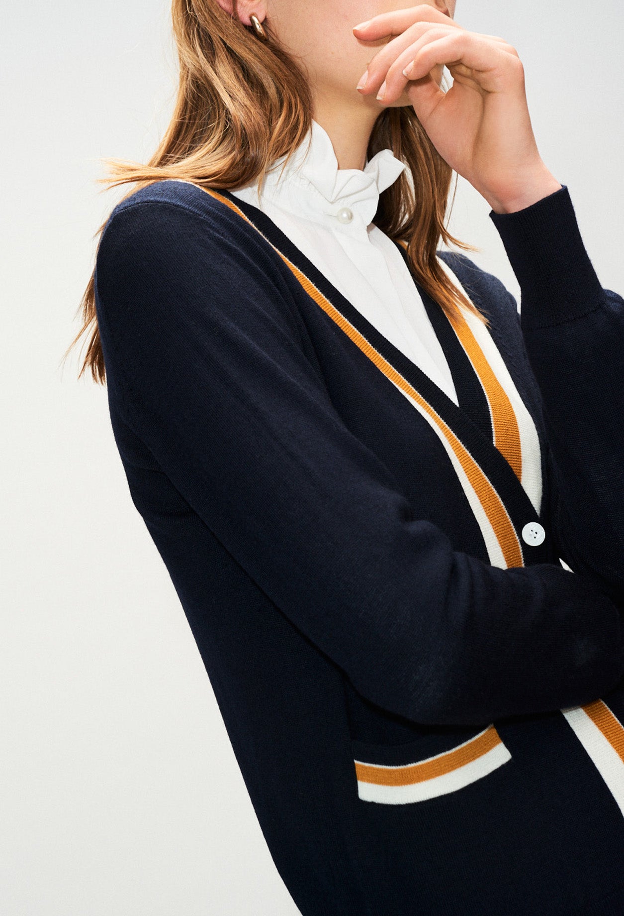 Cardigan long à bandes contrastées Faume - seconde main