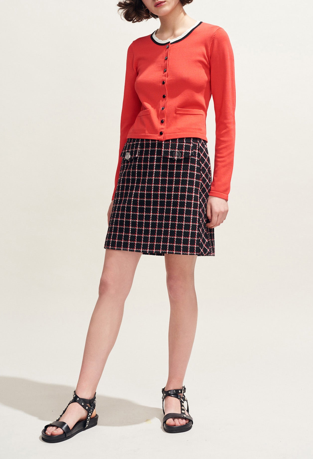 Jupe courte en tweed à carreaux Faume - seconde main