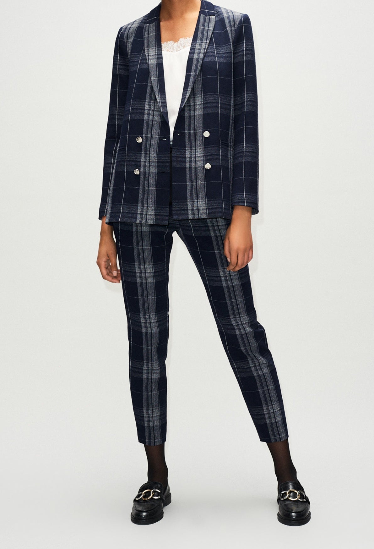 Veste tailleur croisée motif carreaux Faume - seconde main