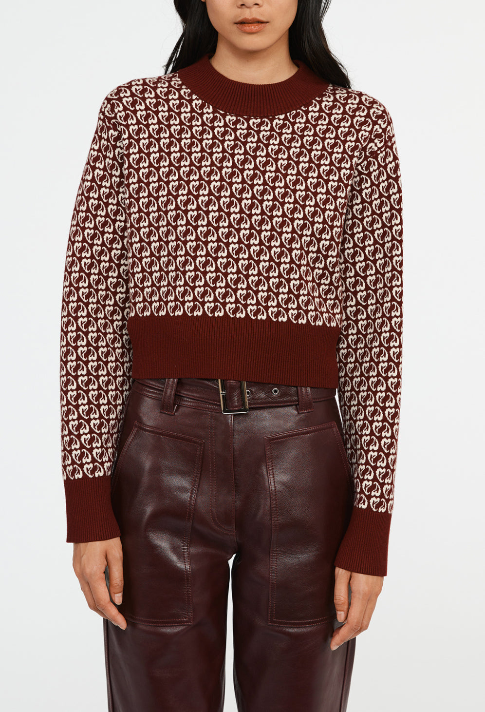 Pull bicolore maille imprimé coeur Faume - seconde main