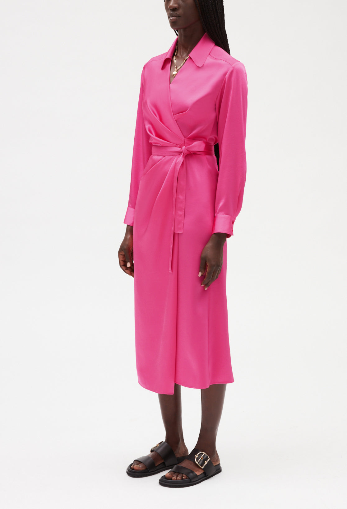 Robe midi portefeuille rose Faume - seconde main