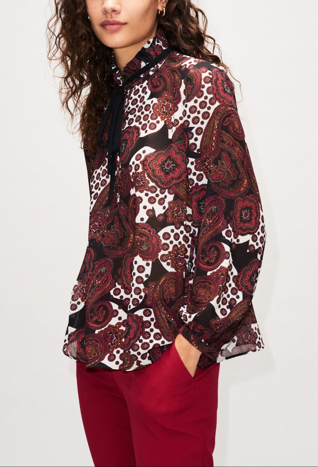 Top imprimé col lavallière Faume - seconde main