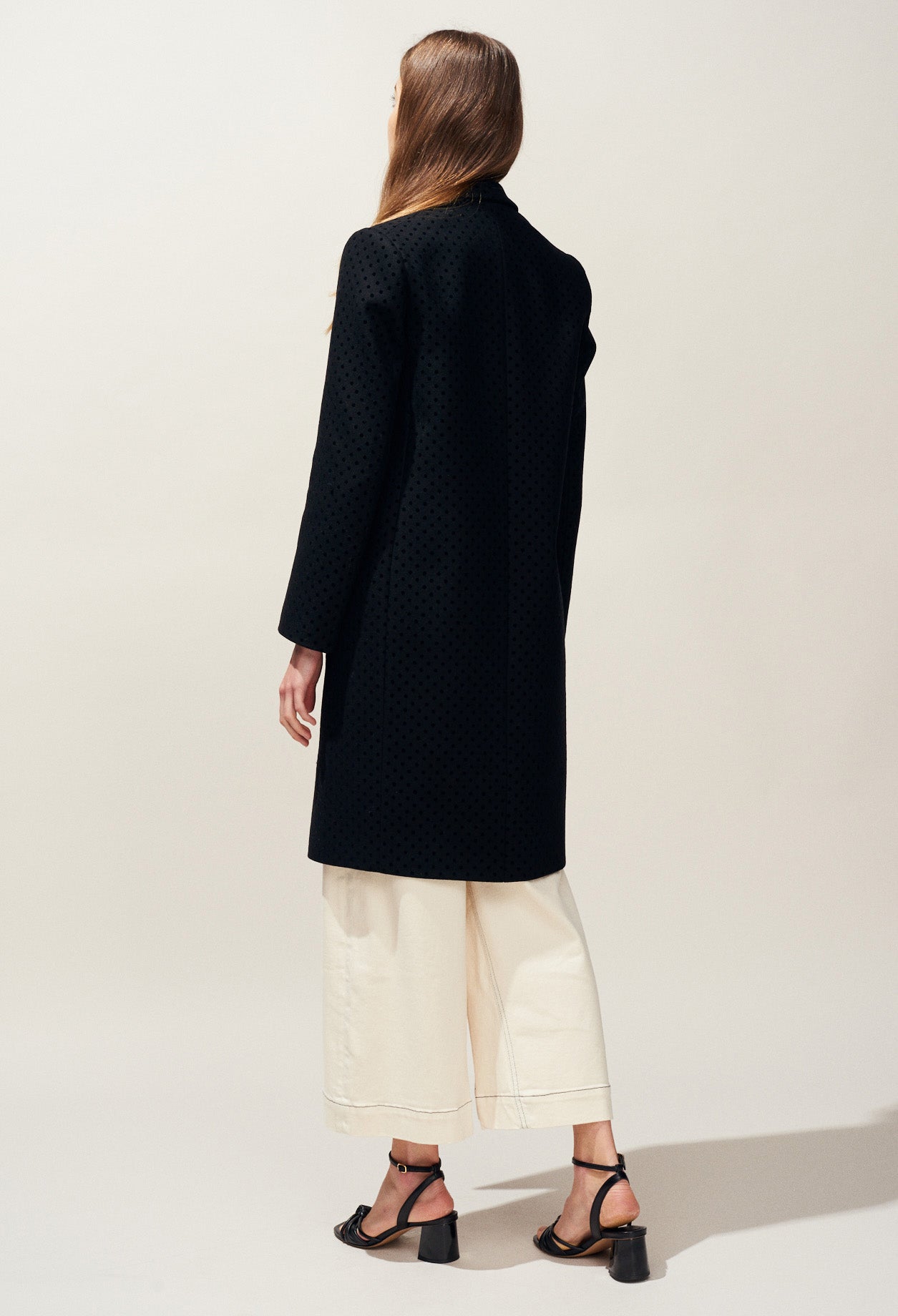 Manteau long à pois floqués Faume - seconde main