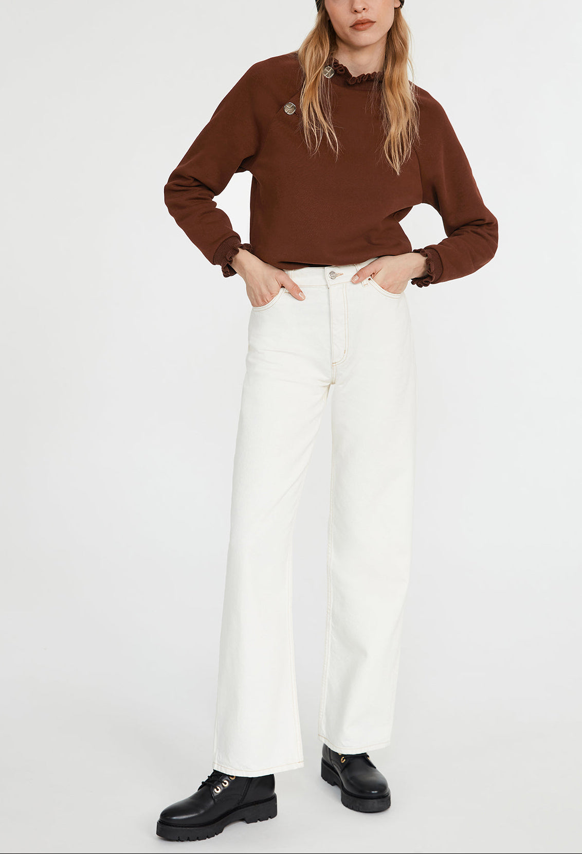 Sweatshirt à col volanté Faume - seconde main