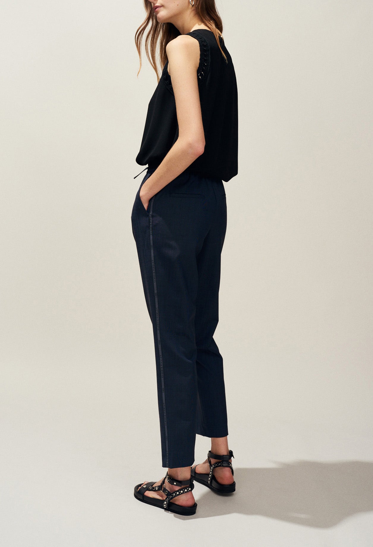 Pantalon tailleur ceinture élastiquée Faume - seconde main