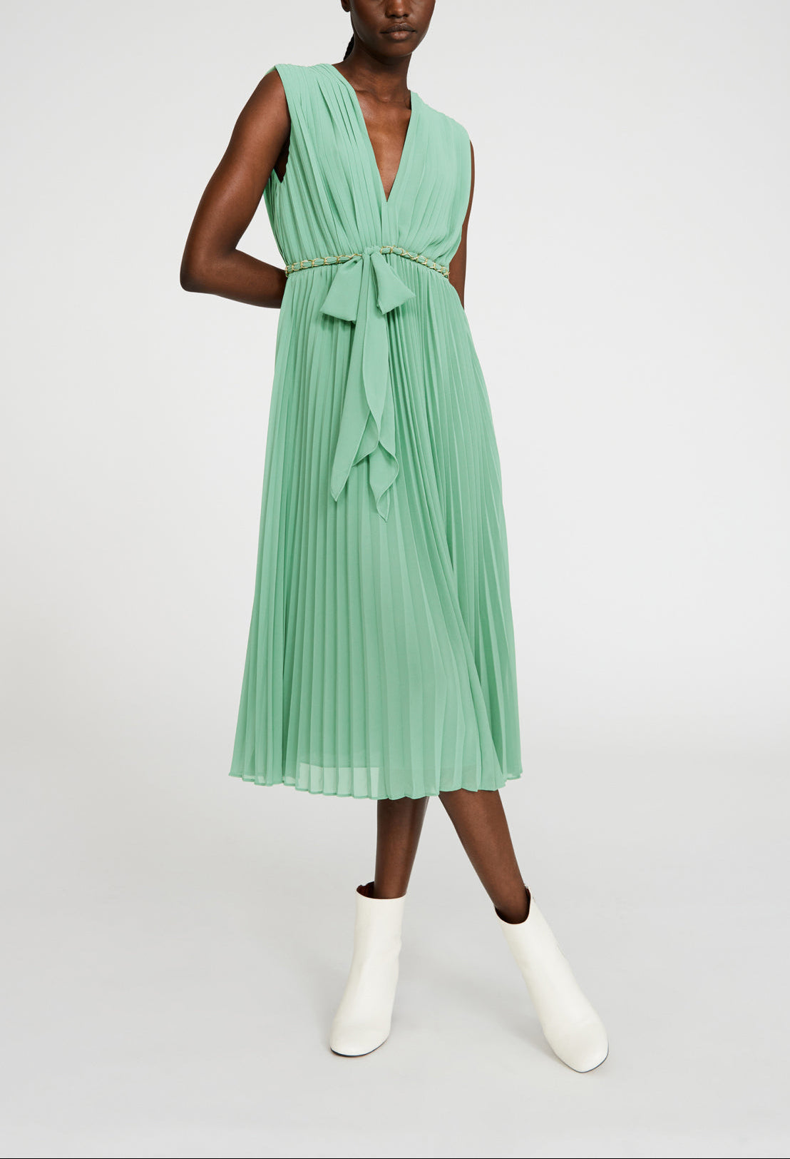 Robe midi plissée ceinturée Faume - seconde main