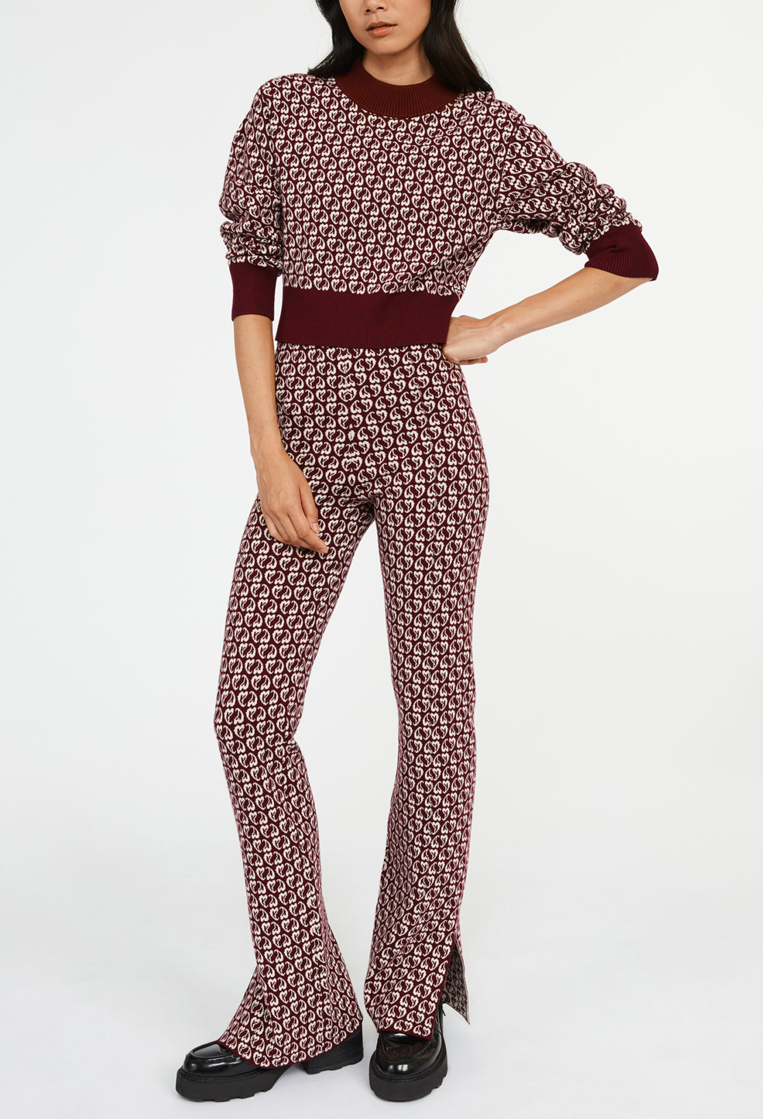 Pull bicolore maille imprimé coeur Faume - seconde main