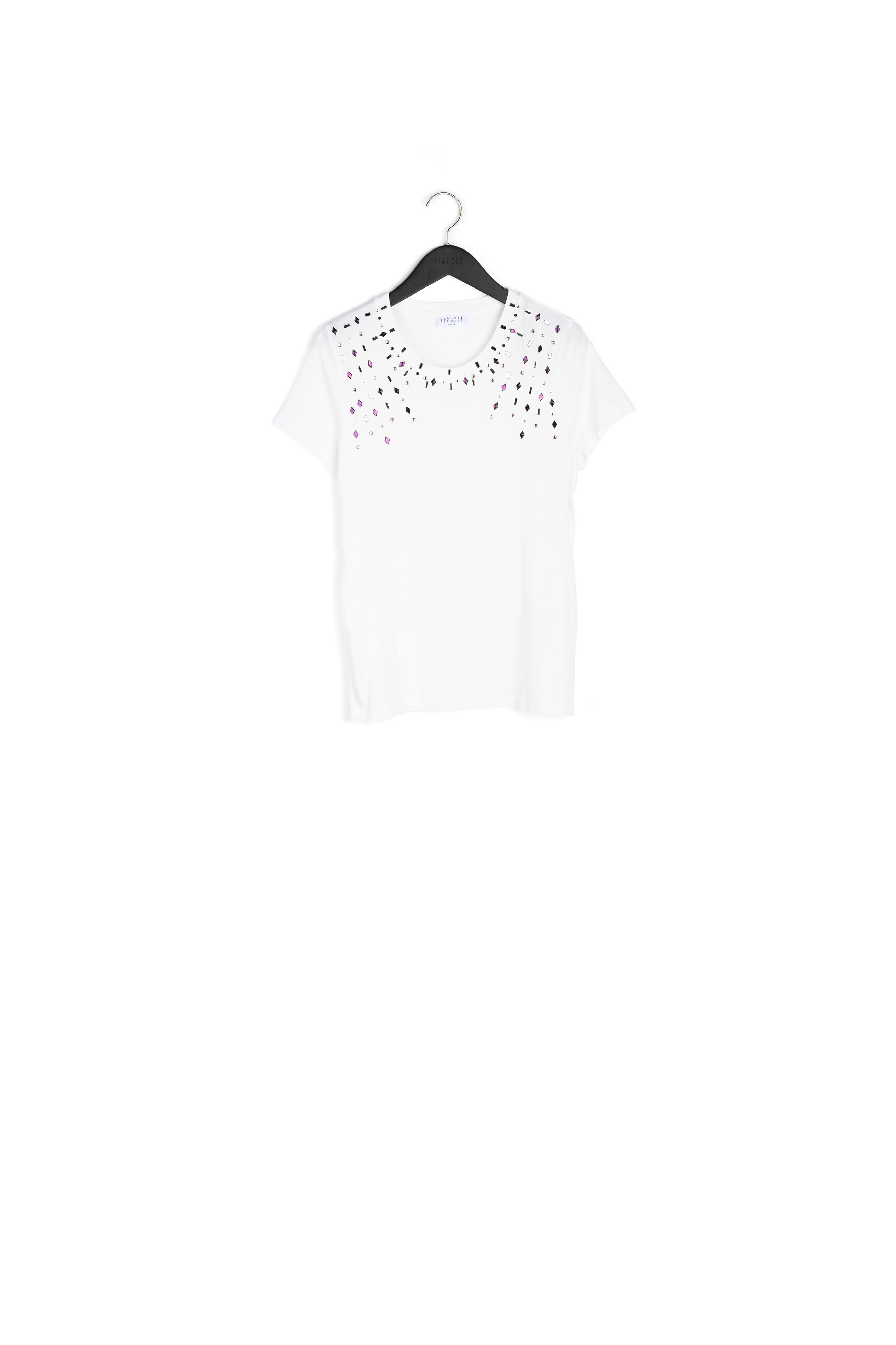 T-shirt blanc à strass Faume - seconde main