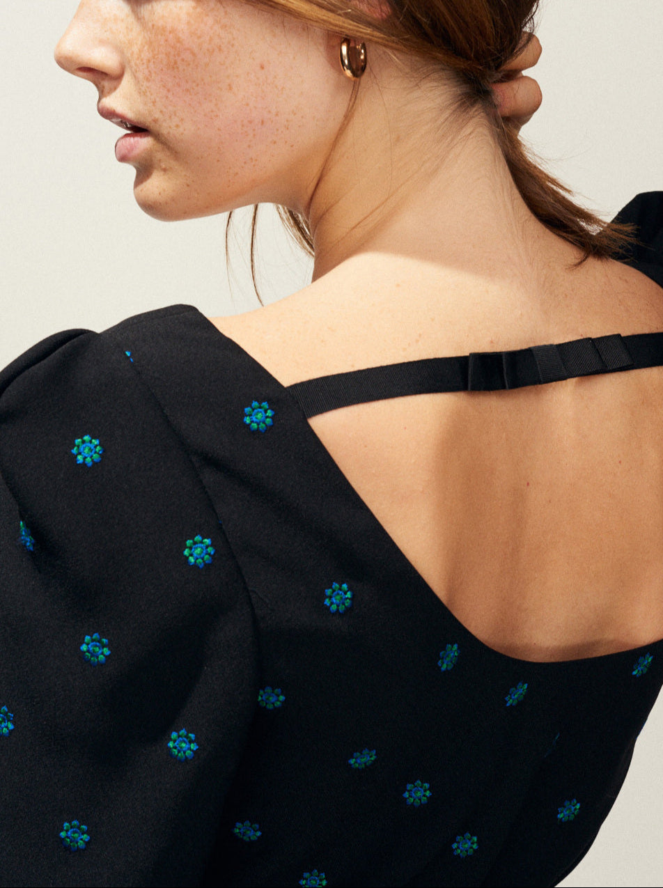 Robe droite dos nu motif jacquard Faume - seconde main