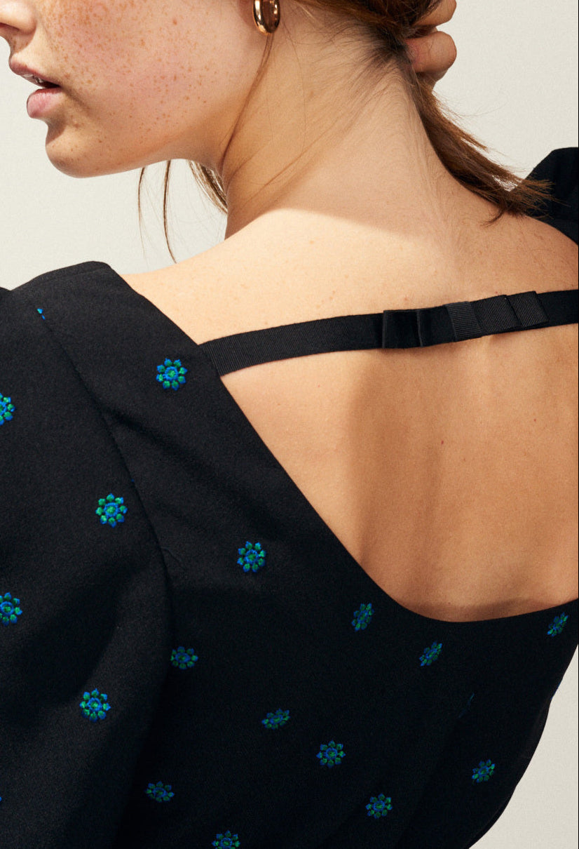 Robe droite dos nu motif jacquard Faume - seconde main