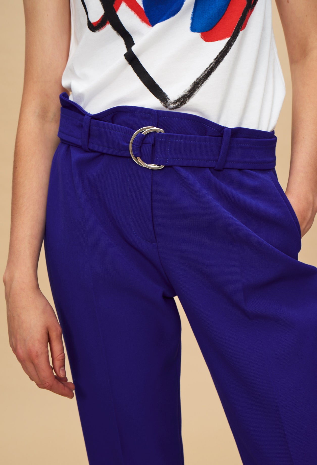 Pantalon tailleur ceinture bloucle Faume - seconde main