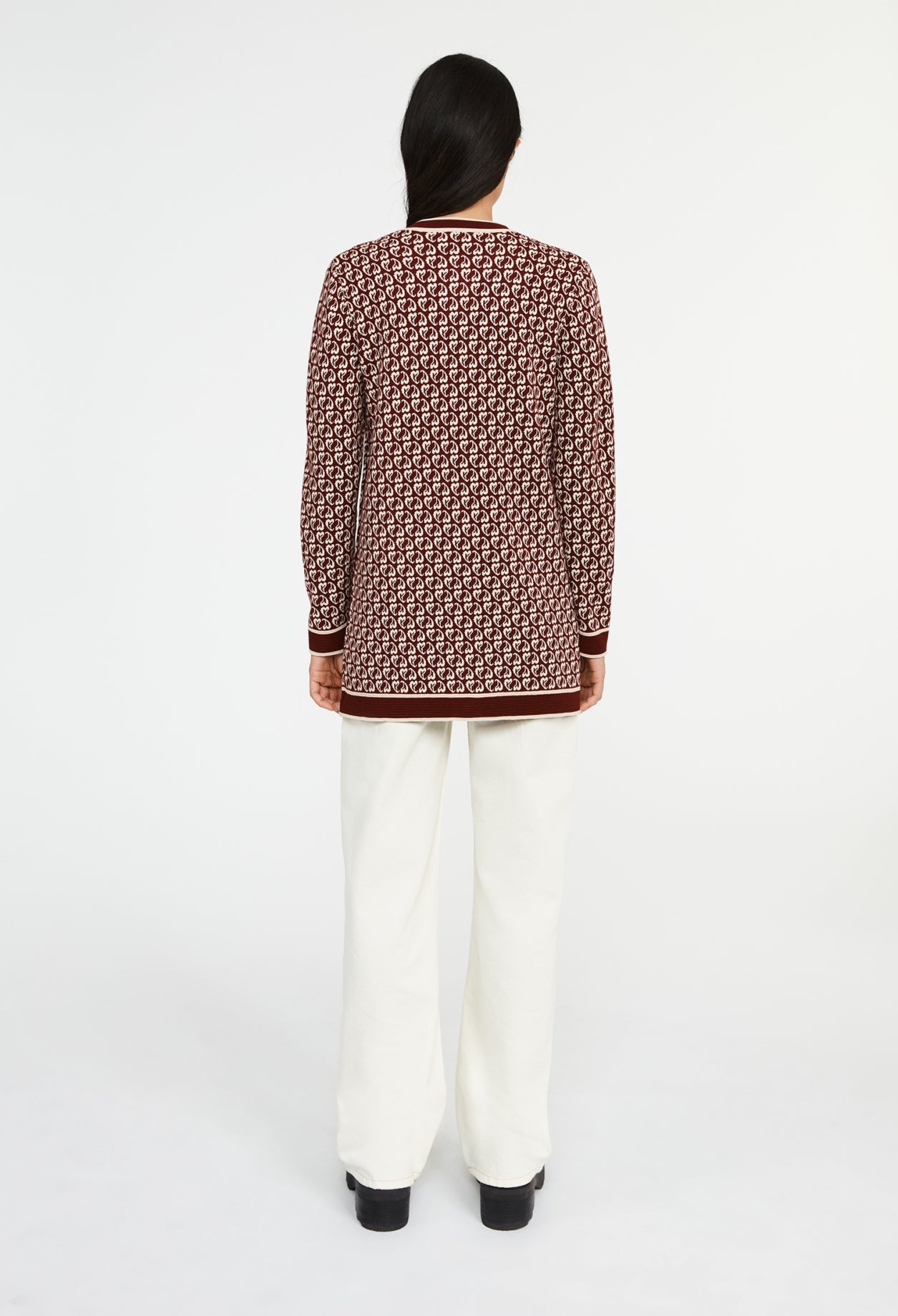 Cardigan bicolore maille à motif cœur Faume - seconde main