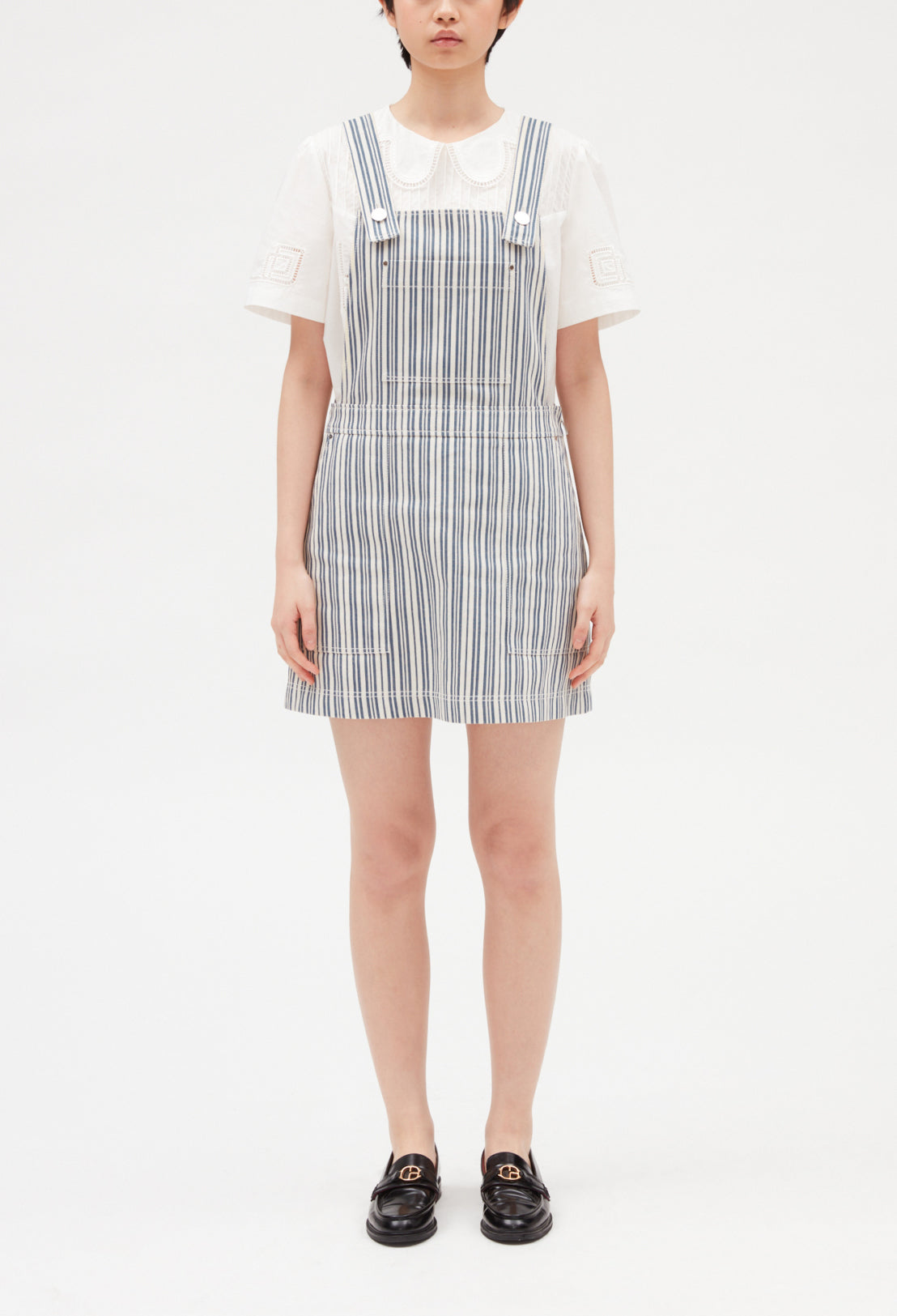 Robe salopette courte denom à rayures Faume - seconde main