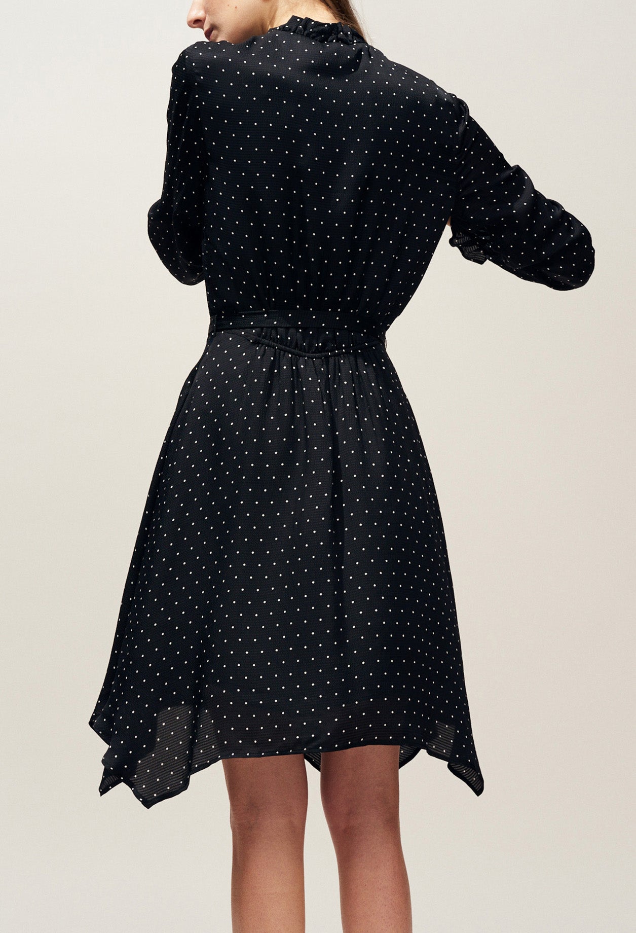 Robe fluide asymétrique imprimé pois Faume - seconde main