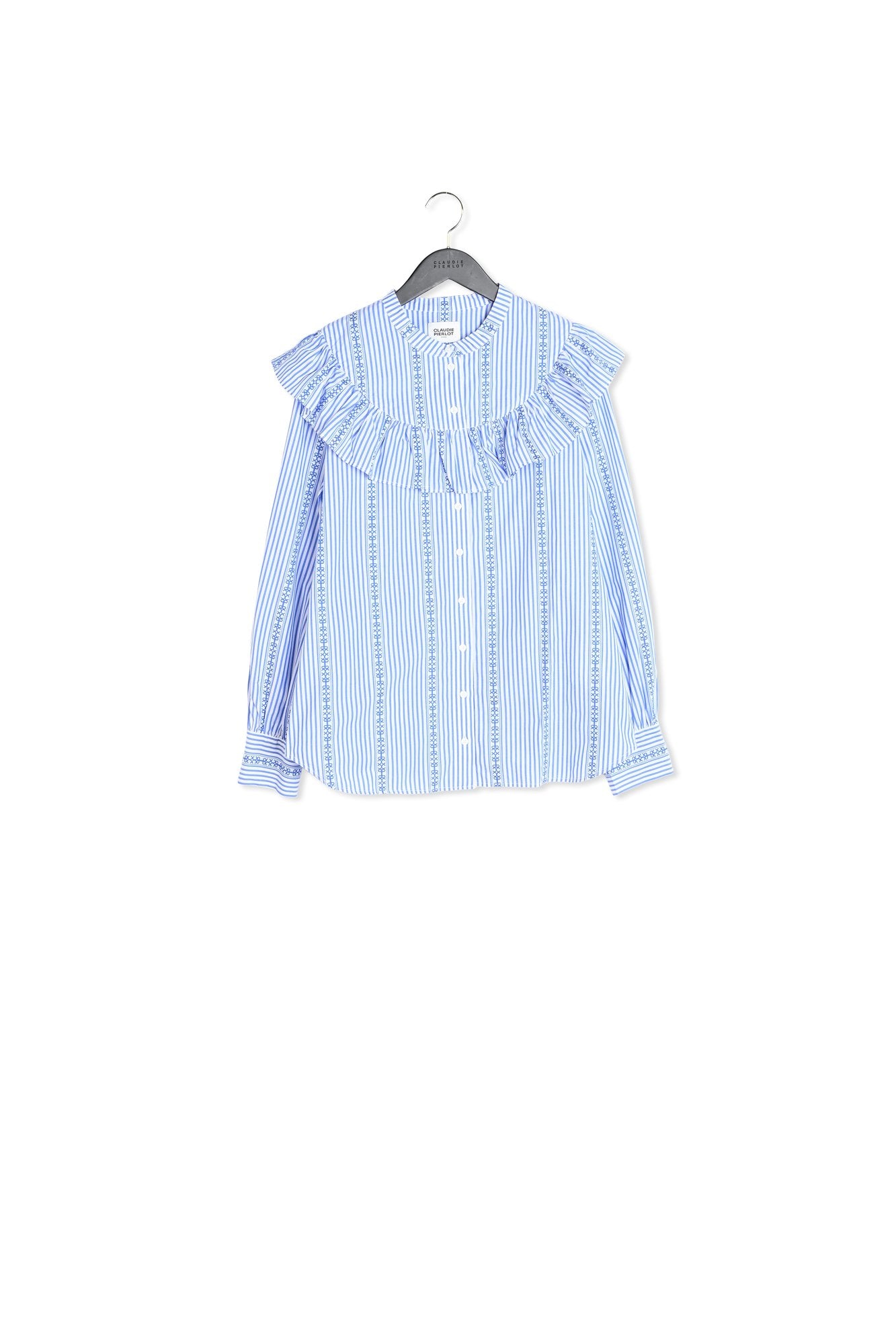 Chemise col volanté bleue Faume - seconde main