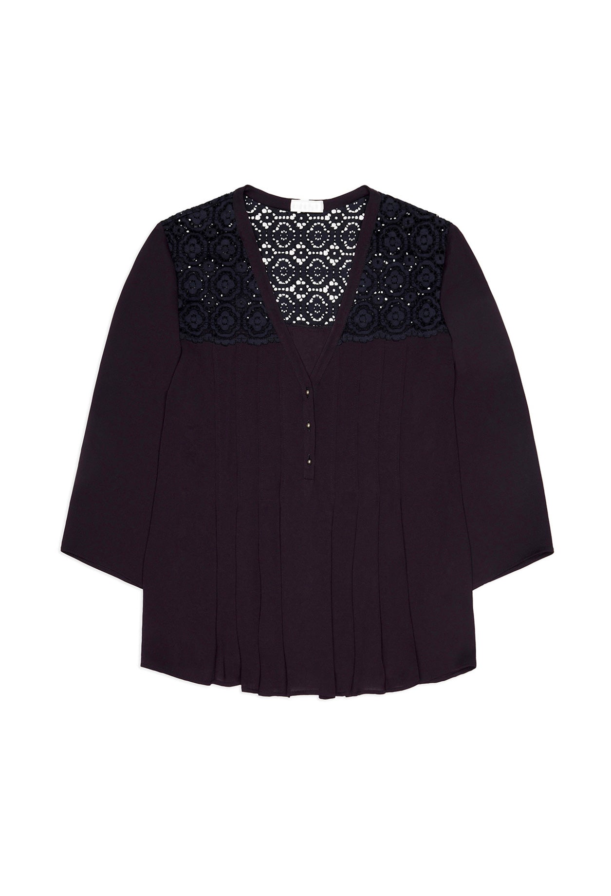 Top plissé incrustation dentelle Faume - seconde main