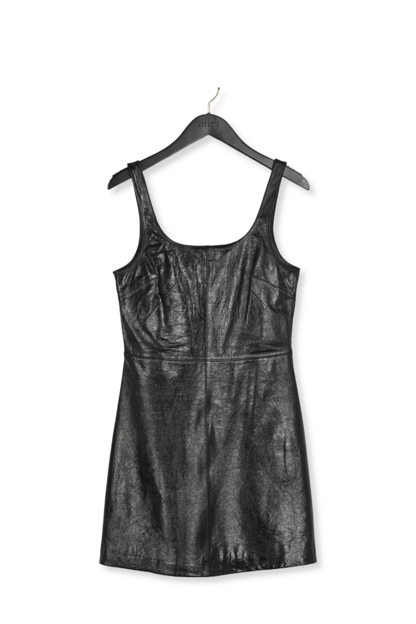 Robe courte chasuble cuir noir Faume - seconde main