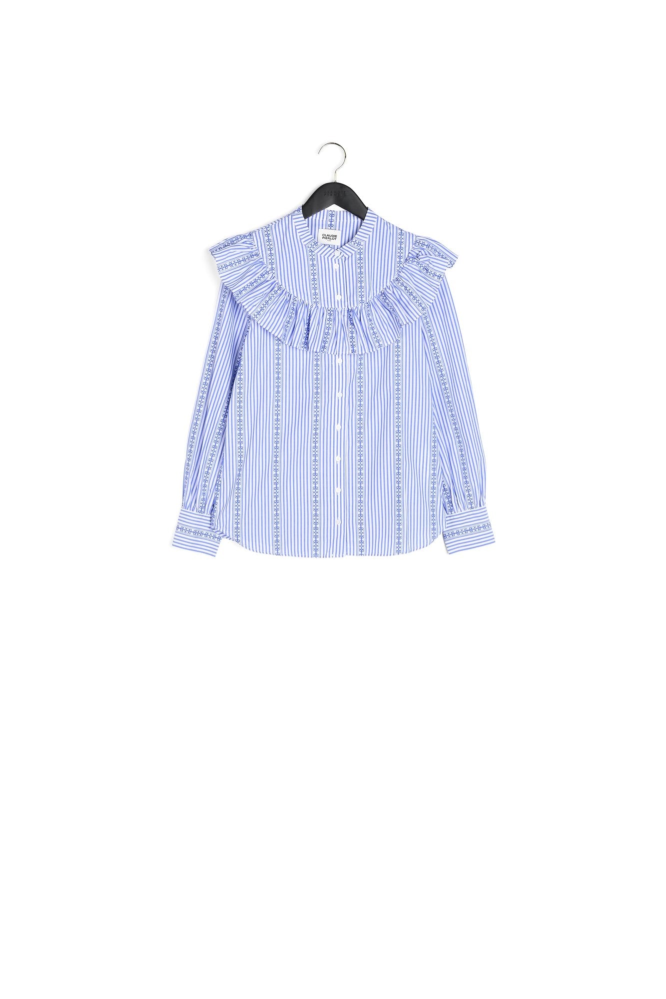 Chemise col volanté bleue Faume - seconde main