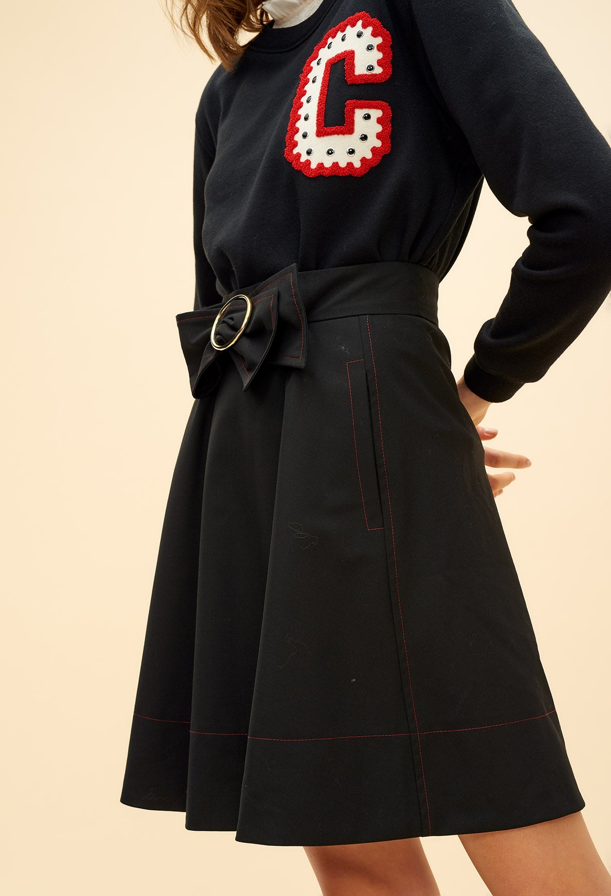 Jupe trapèze ceinturée Faume - seconde main