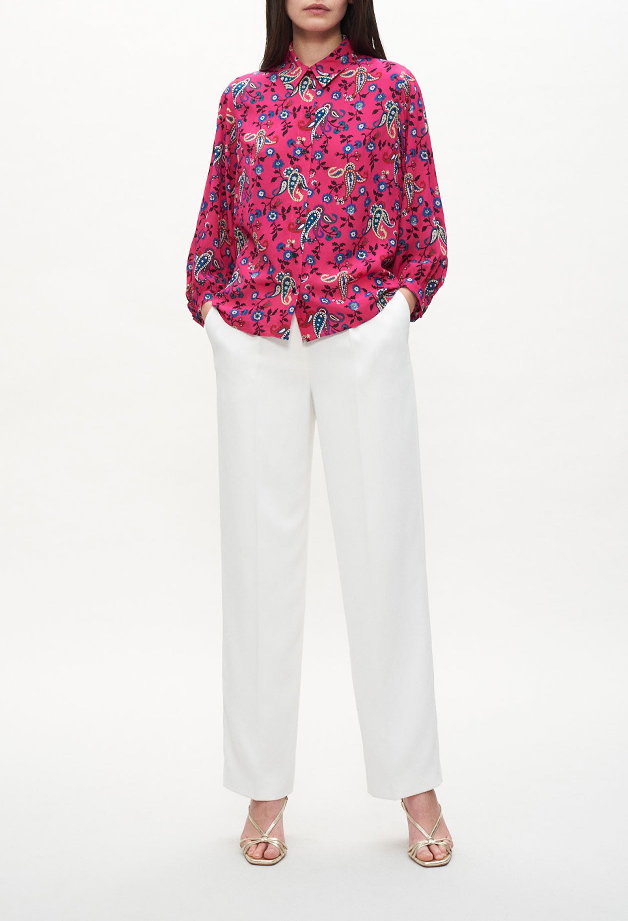 Chemise imprimée rose fuchsia Faume - seconde main