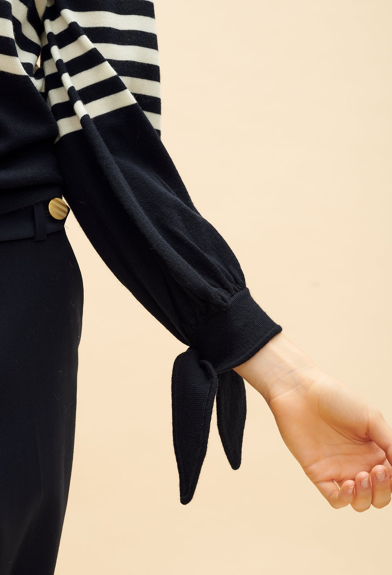 Pull marinière col chemise avec nœuds Faume - seconde main