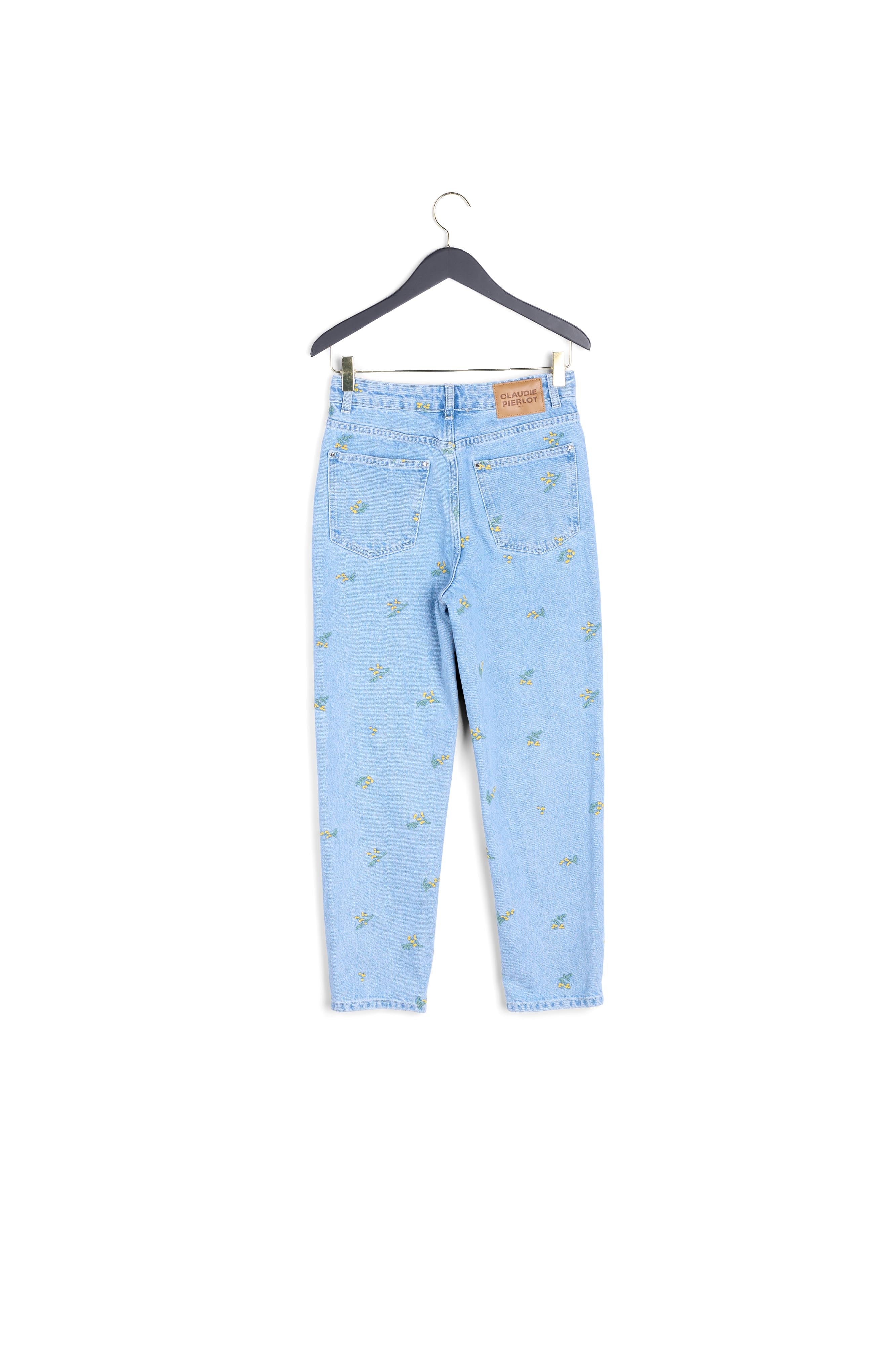 Jean droit broderies mimosa Faume - seconde main