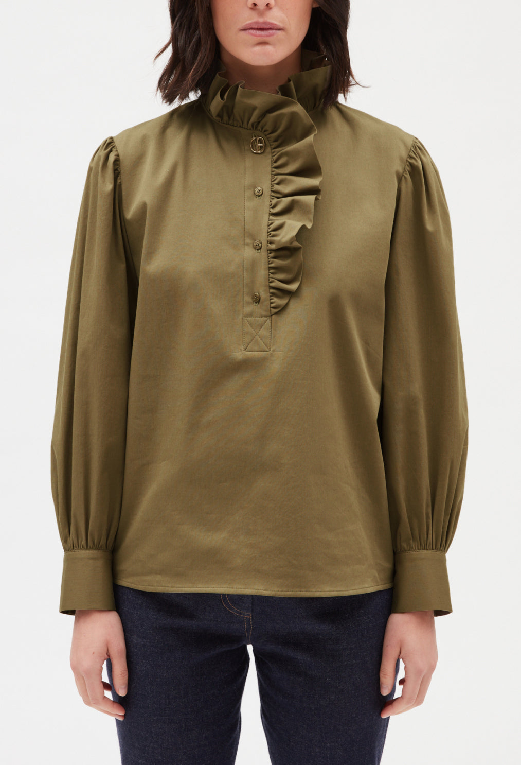 Blouse volants kaki Faume - seconde main