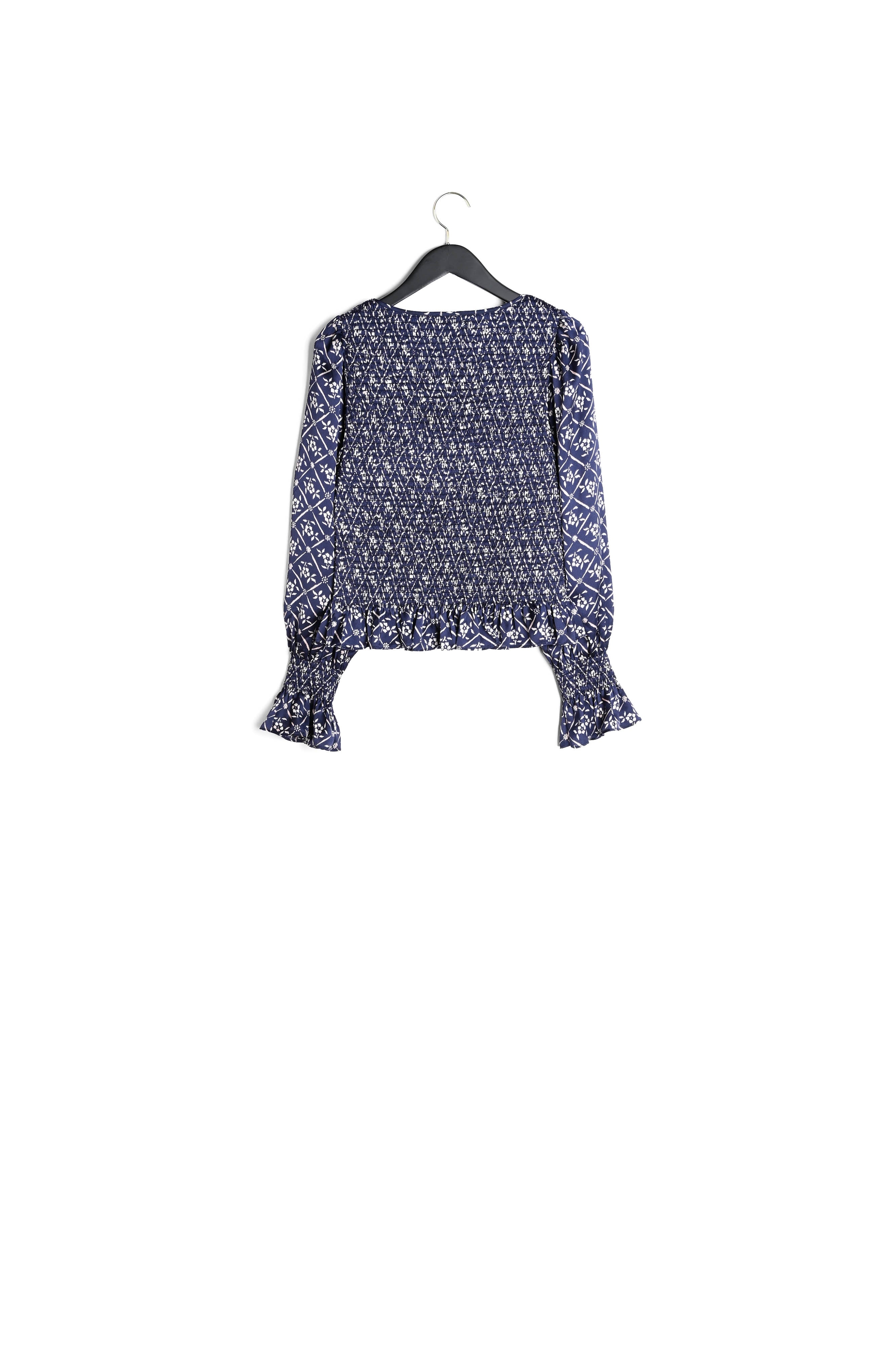 Blouse bleue imprimée à encolure carré Faume - seconde main