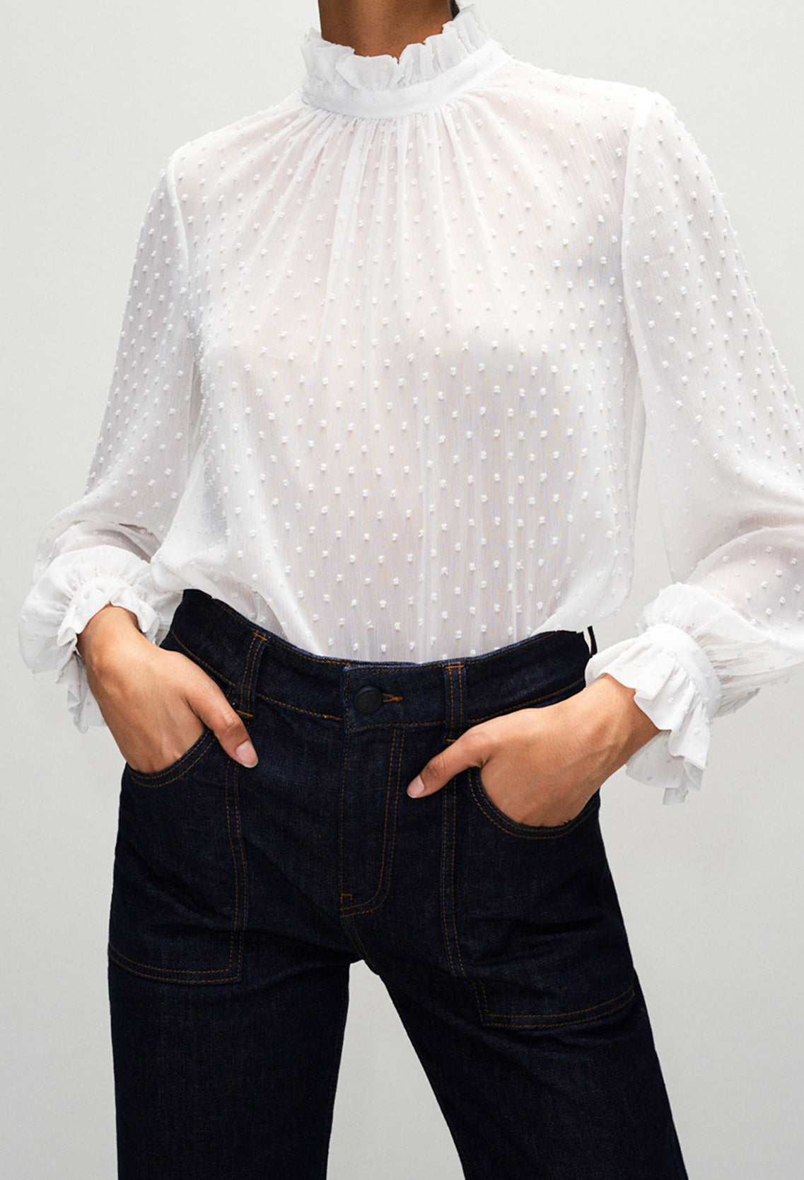 Chemise col victorien plumetis Faume - seconde main