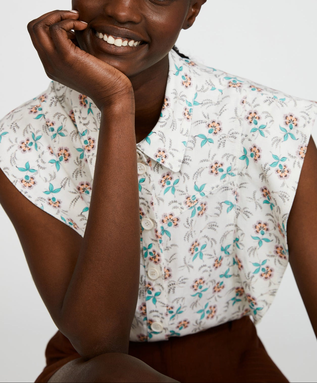 Chemise blanche imprimée sans manche Faume - seconde main